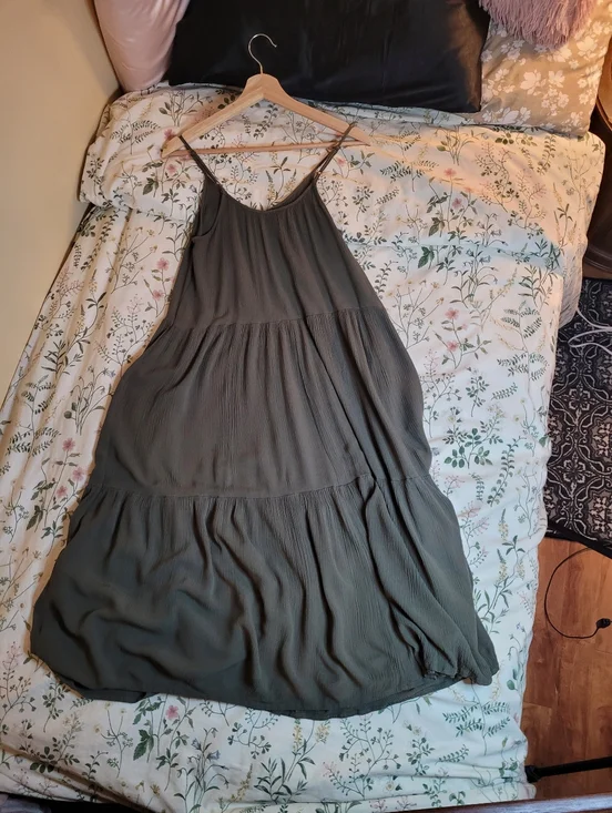 George Olive Green Tiered Maxi Dress - Picture 7 of 8